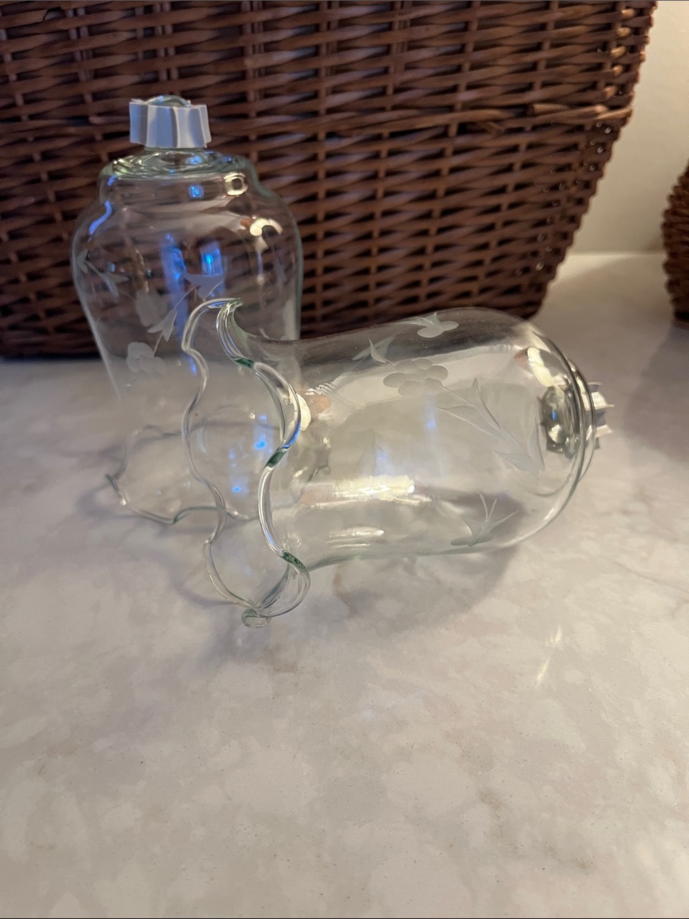 VTG  peg votive cups Home Interiors  floral etched fluted Glass